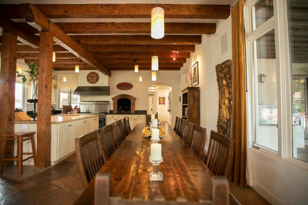 Long dining table at the retreat estate